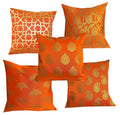 Pink Parrot Dopian Silk Multicolour Throw Pillow Covers/Cushion Covers (16X16 Inches)  Set Of 5Orange 1