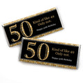 Big Dot of Happiness Adult 50th Birthday - Gold - Candy Bar Wrappers Birthday Party Favors - Set of 24