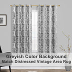 Mrs.Naturall Black 52X45 Inches Long Damask Pattern Curtains For Living Room