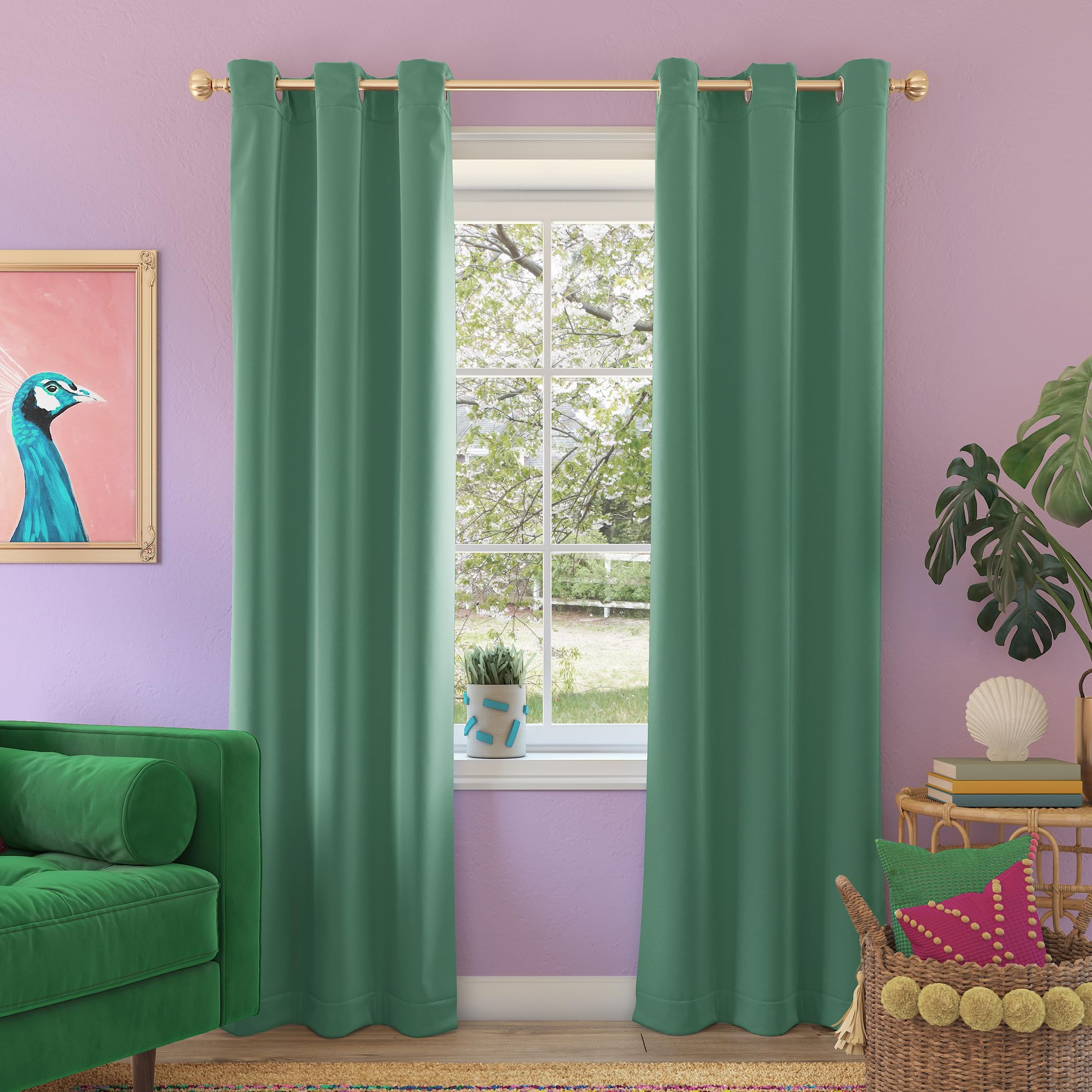 Sun Zero Riley Kids Bedroom Blackout Grommet Curtain Panel, 40 x 95, Aqua Blue