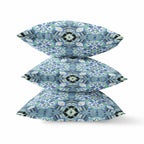 HomeRoots Blue White Black 16â€ Sapphire White Cloverleaf Boho Zippered Suede Throw Pillow