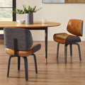 Art Leon Swivel Dining Chairs - Mid Century Modern Kitchen Dining Room Chairs, Faux Leather Upholstered Accent Chairs with Solid