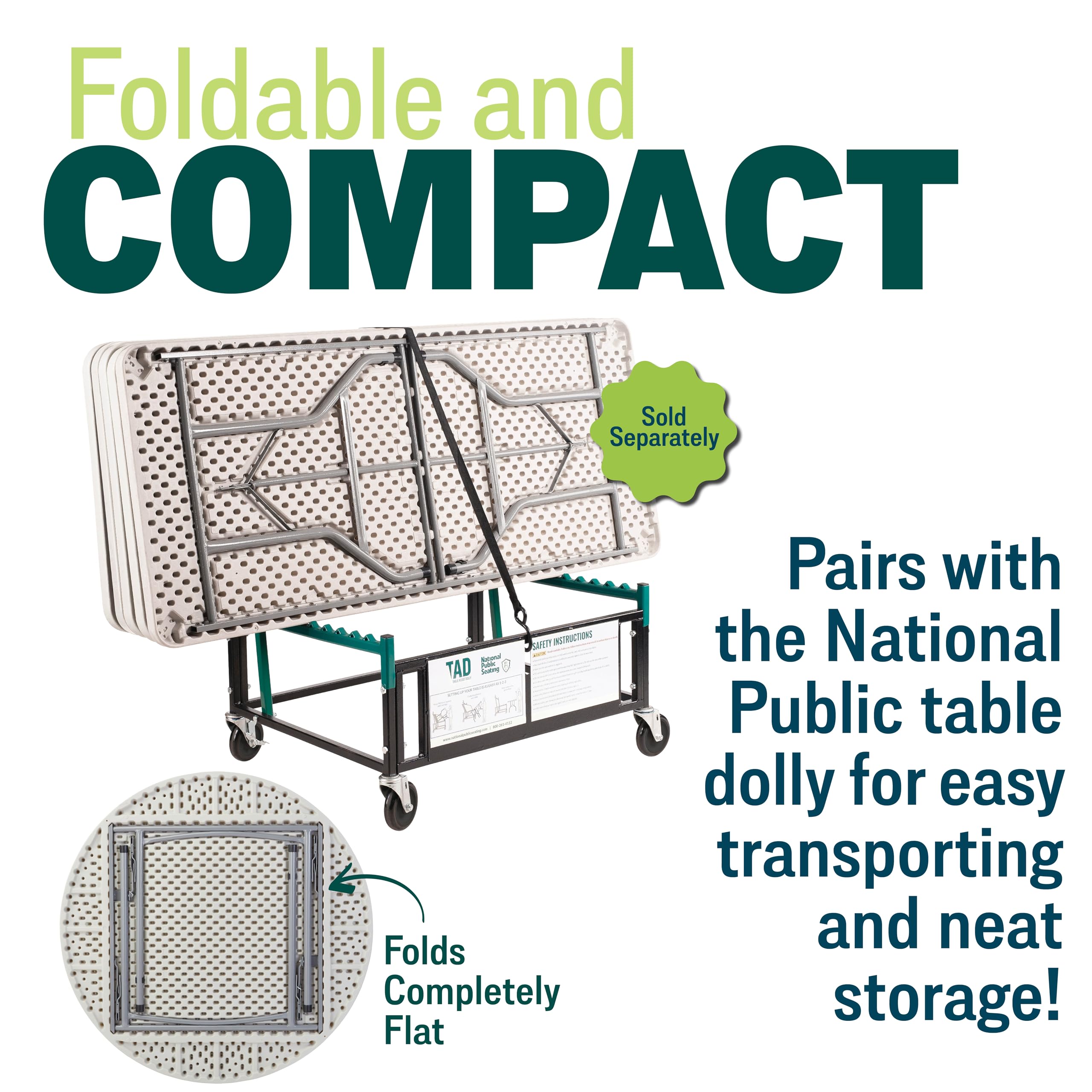 National Public Seating BT-R Series Steel Frame Round Blow Molded Plastic Top Folding Table, 700 lbs Capacity, 48" Diameter, Speckled Gray/Gray