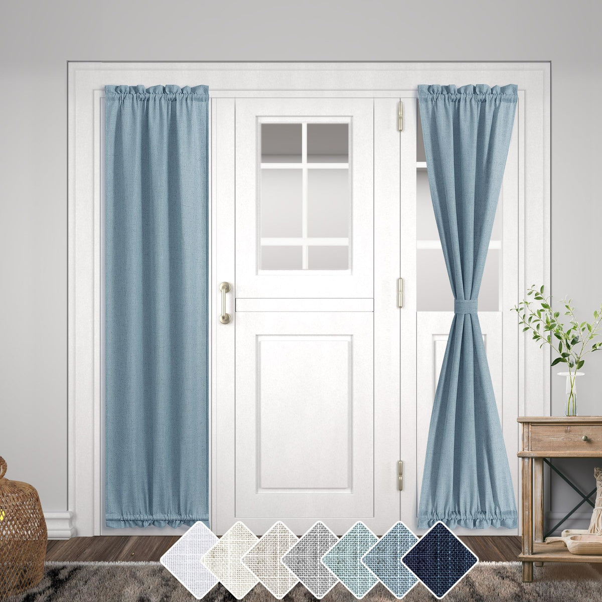 Koufall French Door Curtain,Linen Side Light Sidelight French Door Blinds For Door Window Covering Front Door Glass Window Treat