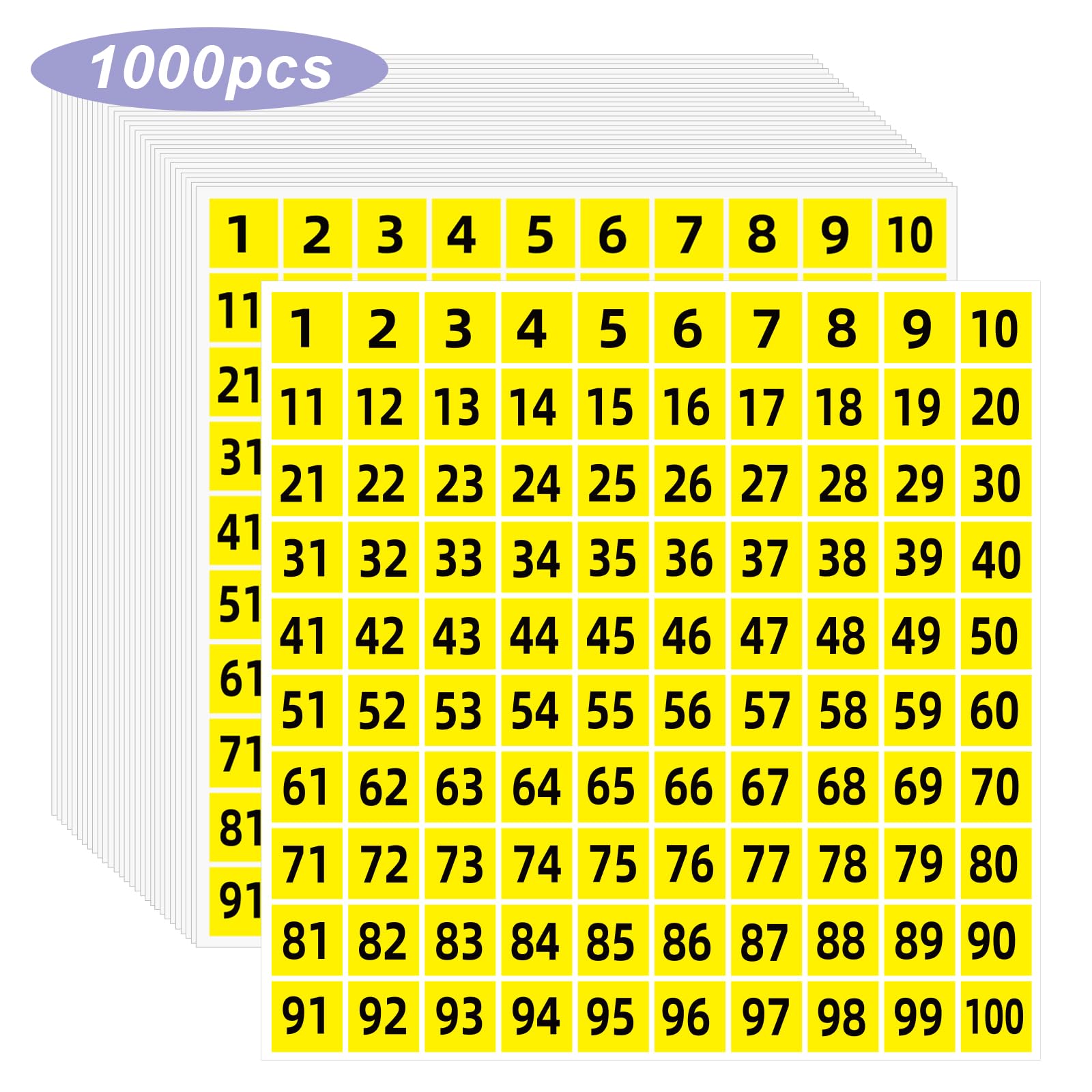 Starliboo 1 To 100 Number Stickers, 1 Inch Square Consecutive Number Stickers, Small Number Stickers Labels For Inventory, Stora