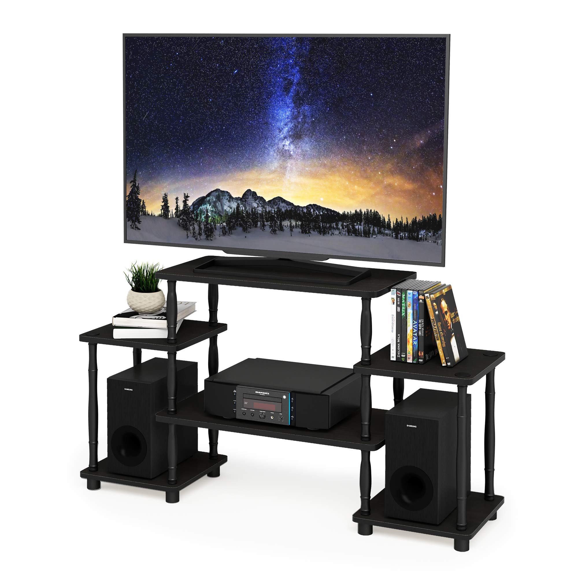 Furinno Turn-N-Tube No Tools Entertainment Center, Classic Square Corner, Espresso/Black