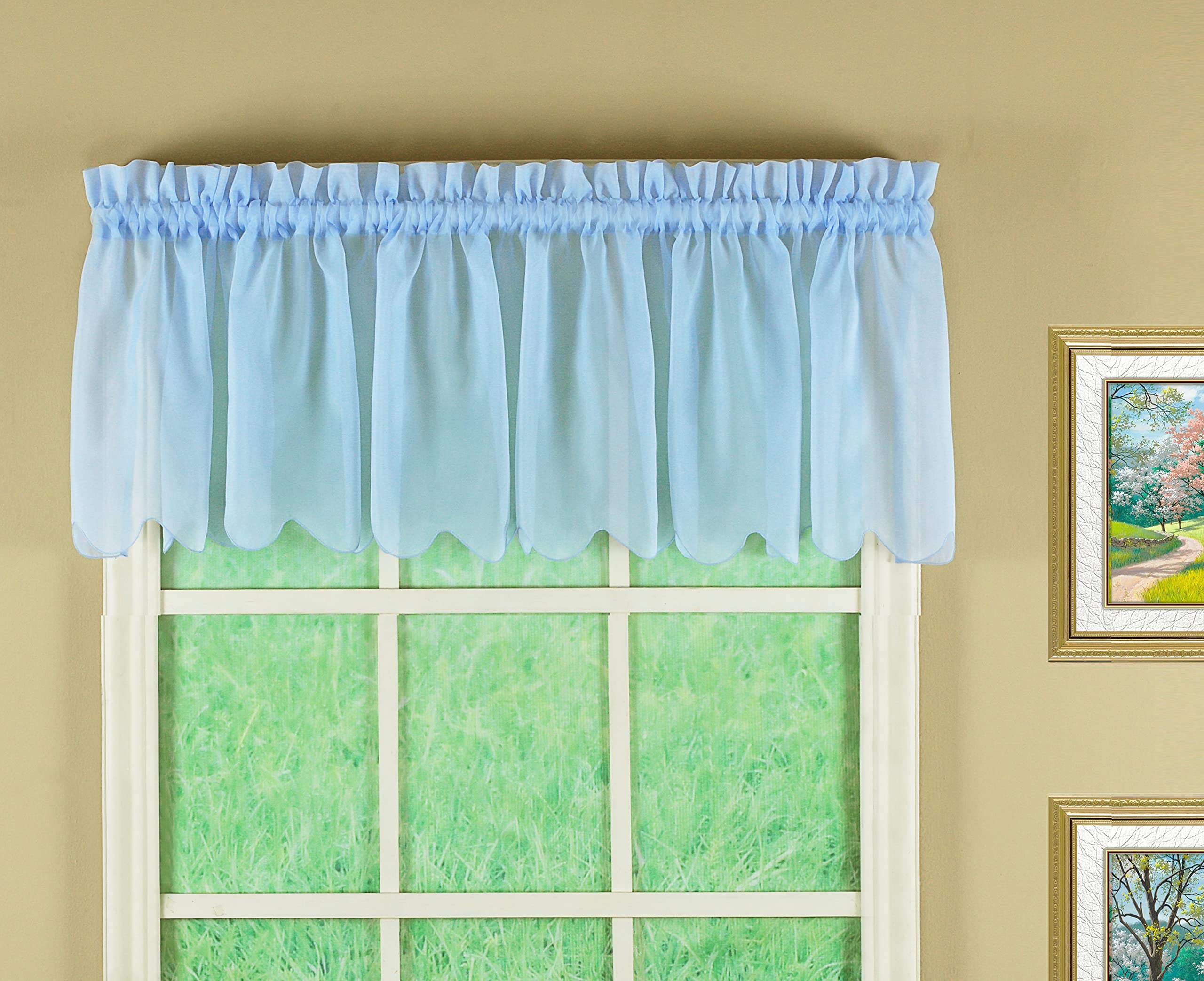 Today'S Curtain Emelia Original Voile Valance 14', Sky Blue, 60' W X 14' L