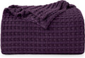 Utopia Bedding Cotton Waffle Blanket 300 Gsm (Plum - 90X90 Inches) Soft Lightweight Breathable Bed Blanket Queen Size Layering A