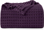 Utopia Bedding Cotton Waffle Blanket 300 Gsm (Plum - 90X90 Inches) Soft Lightweight Breathable Bed Blanket Queen Size Layering A