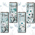 4 Pieces Teal Daisy Floral Bathroom Wood Wall Decor Teal Relax Soak Unwind Breathe Flower Wall Rustic Farm Sign Turquoise Blue D