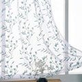 Blue Sheer Curtains Embroidery 63 Inch Length Rod Pocket Voile Drapes For Living Room, Bedroom, Window Treatments Semi Flower Pa
