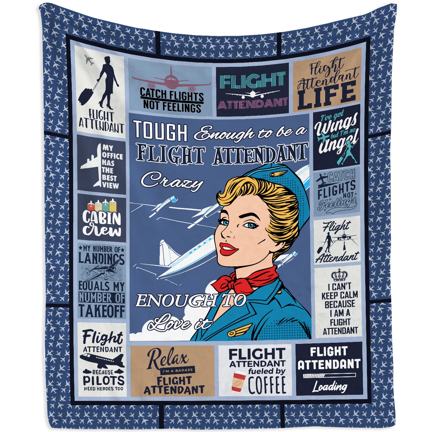 Mubpean Flight Attendant Gifts, Gifts For Flight Attendants Blanket 60'X50', Flight Attendant Essentials Accessories, Birthday