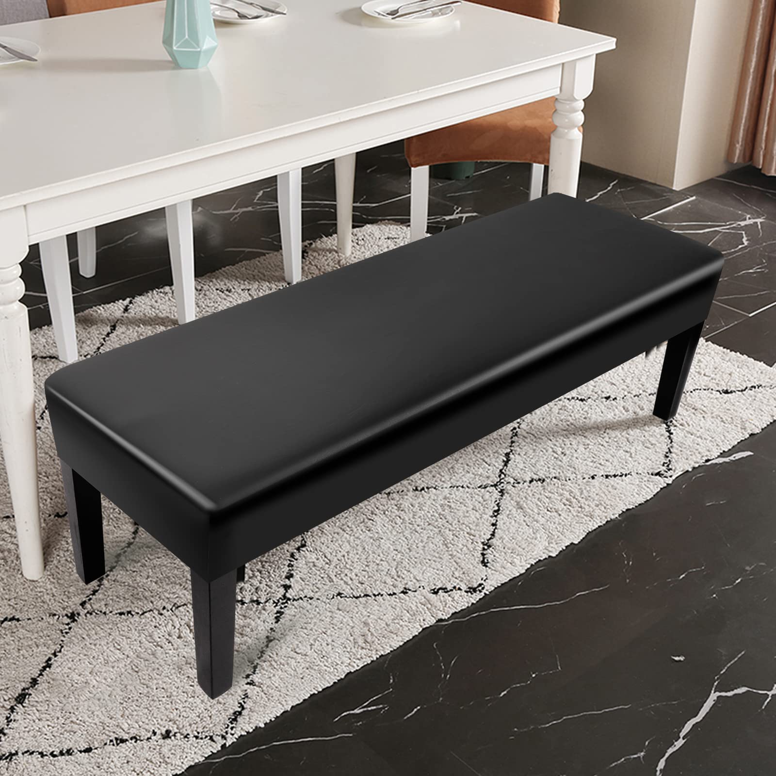 Searchi Pu Waterproof Dining Bench Cover, Stretch Washable Upholstered Bench Slipcover, Bench Seat Protector, Rectangle Bench Co