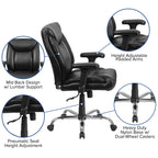 Flash Furniture HERCULES Series Big & Tall 400 lb. Rated Black LeatherSoft Deep Tufted Ergonomic Task Office Chair with Adjustable Arms