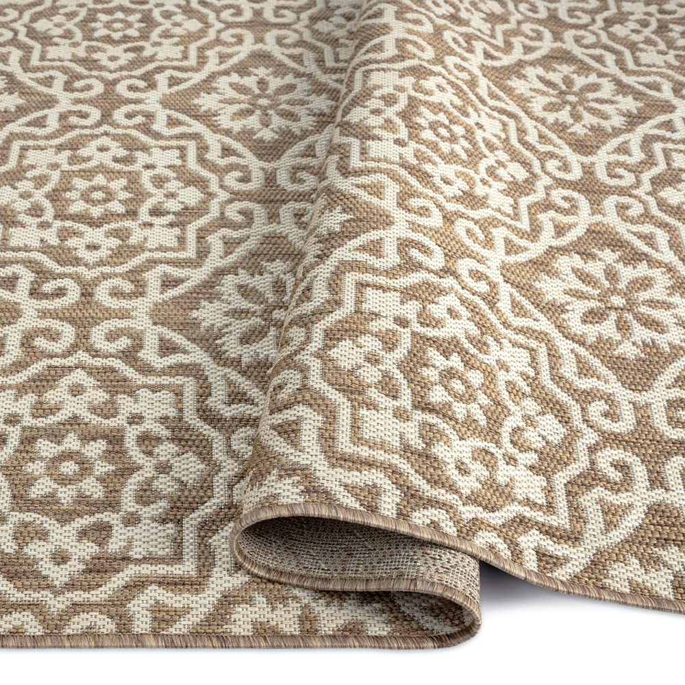 Nicole Miller New York Patio Country Danica Transitional Geometric Indoor/Outdoor Area Rug, Brown/Beige, 5'2'X7'2'