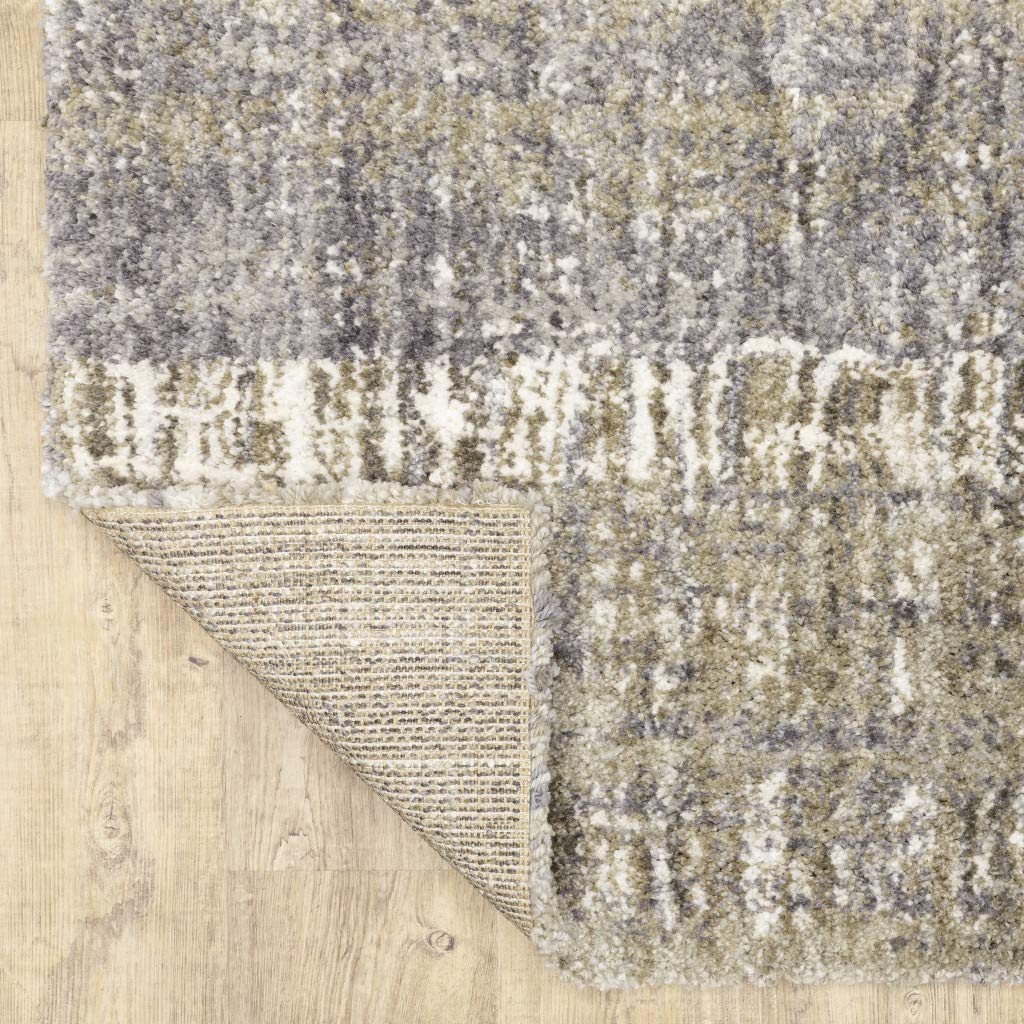 HomeRoots Polyester 8'x10' Grey and Ivory Abstract Lines Area Rug