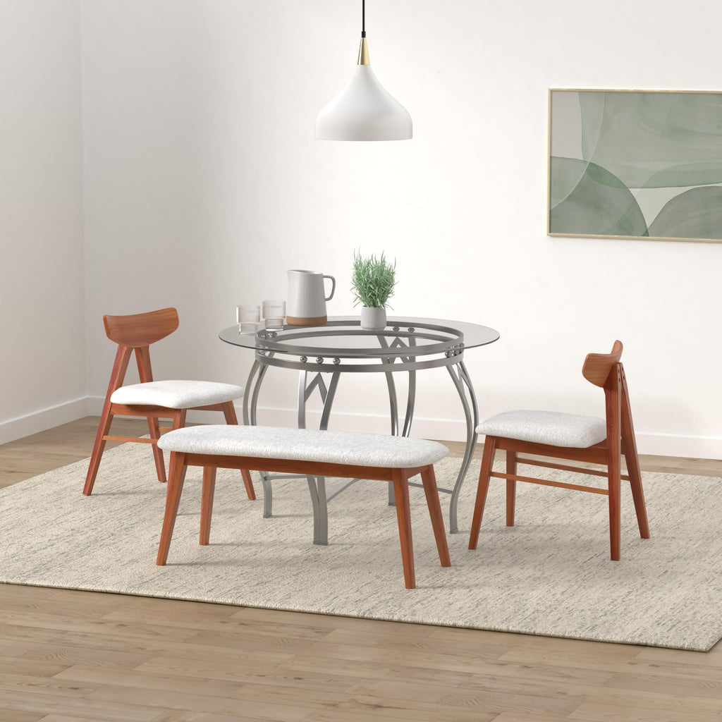 Flash Furniture Syracuse Round Glass Dining Table With Metal Frame, 42 In, Clear/Silver