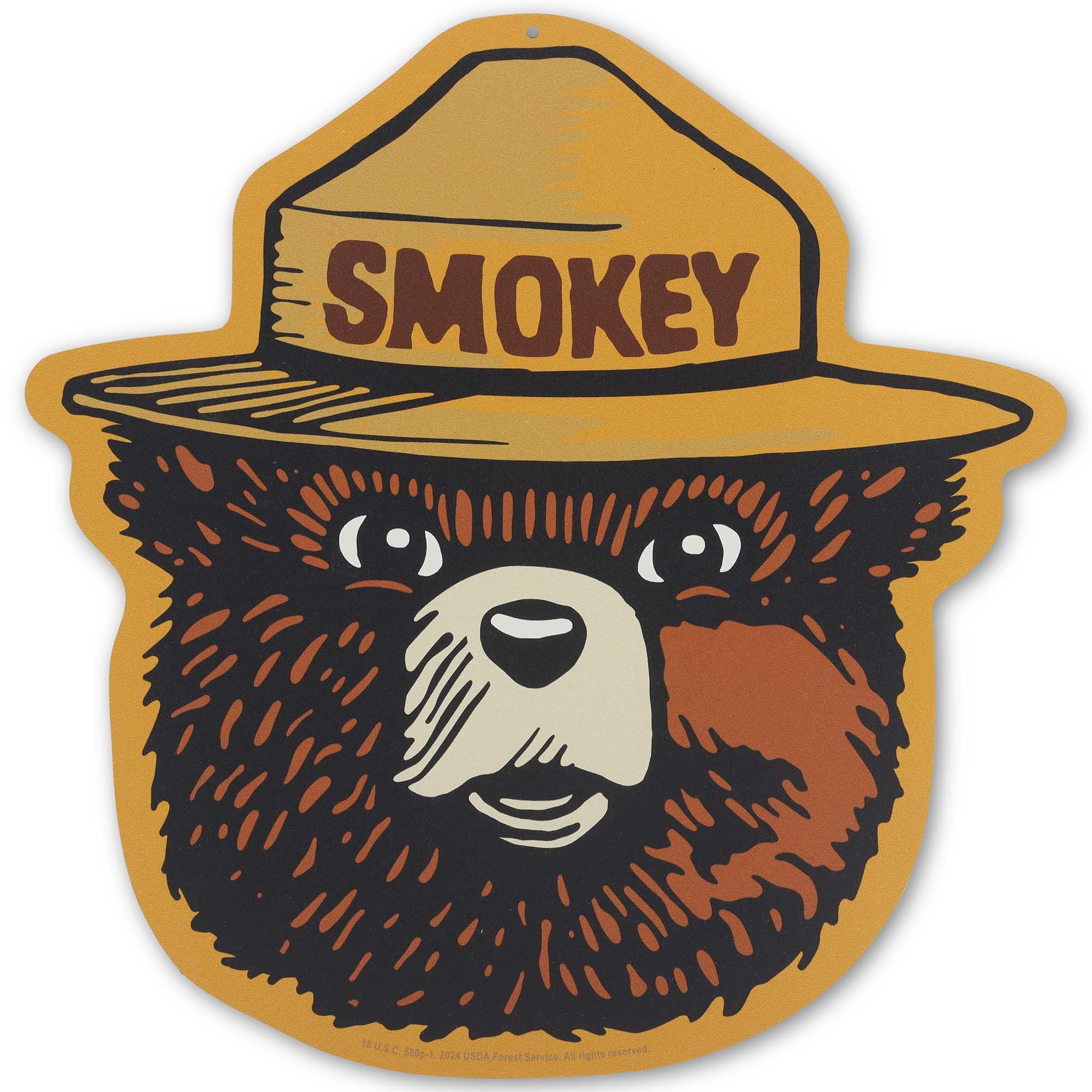 Smokey Bear Head Metal Sign - Fun Vintage Smokey Bear Wall Decor for Man Cave, Cabin or Garage