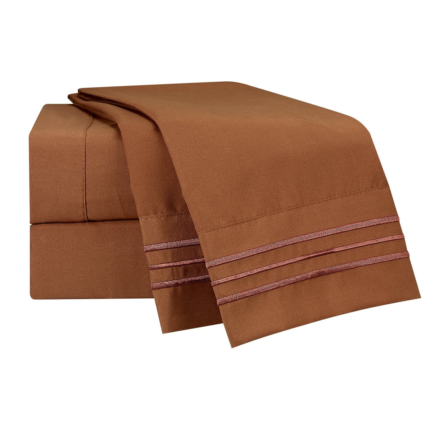 Clara Clark Bed Sheets, Premier 1800 Series 4 Piece Bed Sheet Set, Deep Pocket, Wrinkle, Fade, Stain Resistant, Luxury Soft Bedding Sheets & Pillowcases, Twin, Burnt Sienna