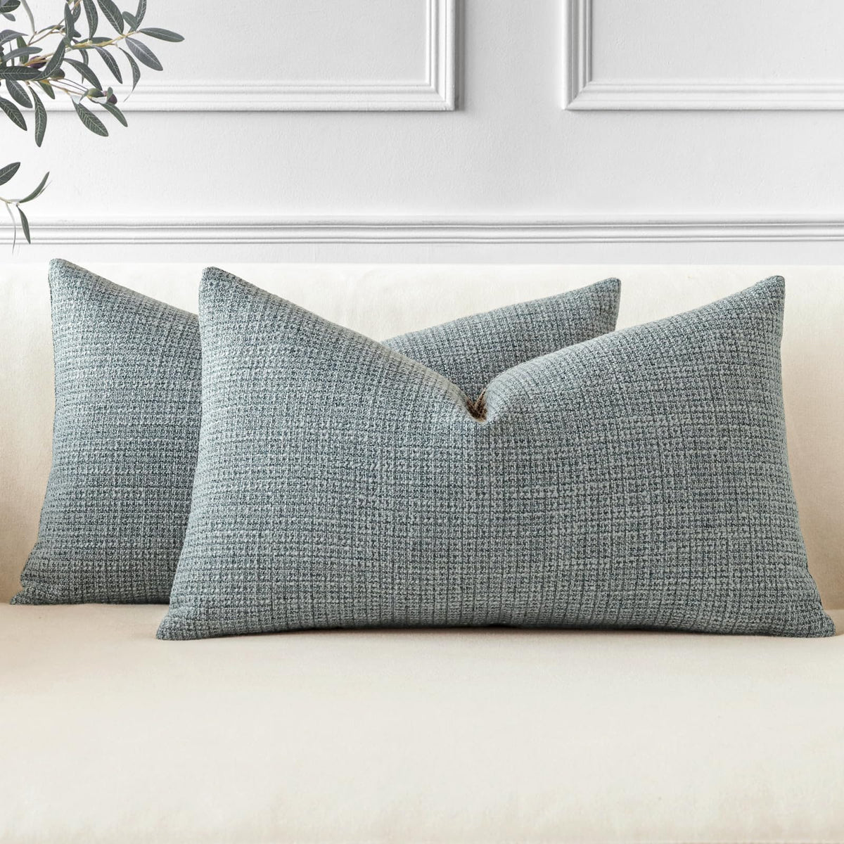 Otostar Pack Of 2 Throw Pillow Covers 12X20 Inch Linen Dark Grey Pillowcases Farmhouse Decorative Solid Pillow Covers 30X50 Cm L