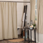 Vhc Brands Sawyer Mill Charcoal Decorative Farmhouse Ticking Stripe Shower Curtain With Buttonholes 72X72