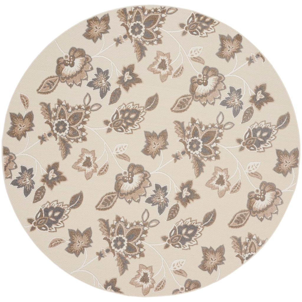 Nourison Aloha Indoor-Outdoor Beige 7?0?X Round Area Rug, Easy Cleaning, Non Shedding, Bed Room, Living Room, Dining Room, Backyard, Deck, Patio (8 Round)