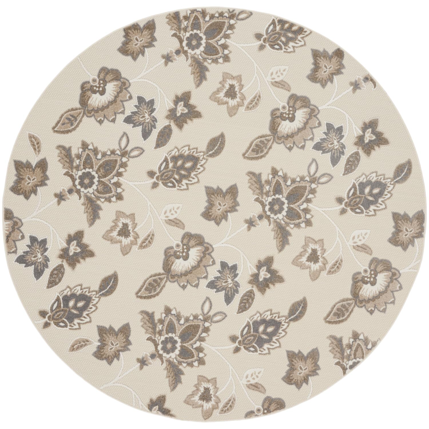 Nourison Aloha Indoor-Outdoor Beige 7?0?X Round Area Rug, Easy Cleaning, Non Shedding, Bed Room, Living Room, Dining Room, Backyard, Deck, Patio (8 Round)