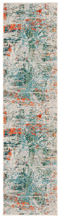 SAFAVIEH Madison Collection Runner Rug - 22 x 8, Green & Rust, Modern Abstract Design, Non-Shedding & Easy Care, Ideal for Hig