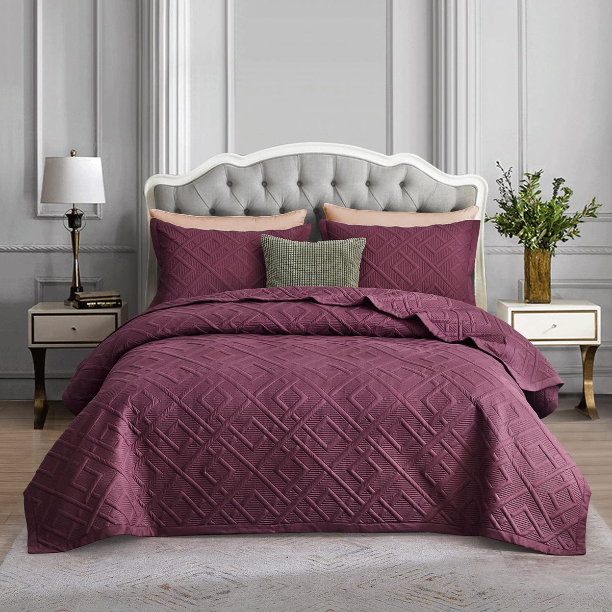 Chixin Quilt Twin Size - Geometric Pattern Bedspread Coverlet Set - Modern & Contemporary Style Bedding Cover, Ultrasonic Quilti