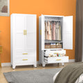 erosoei Metal Armoire Wardrobe Closet, 71  Metal Clothing Storage Cabinet with Adjustable Shelves and Hanging Rod, Household Ste