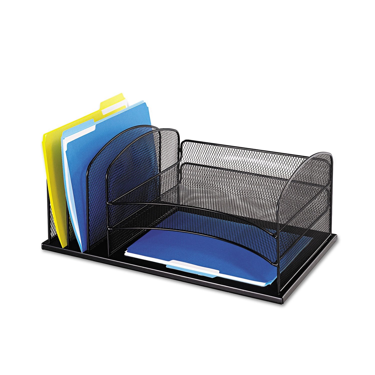 Safco, Onyx Desk Organizer With 3 Horizontal And 3 Upright Trays, Durable Steel Construction