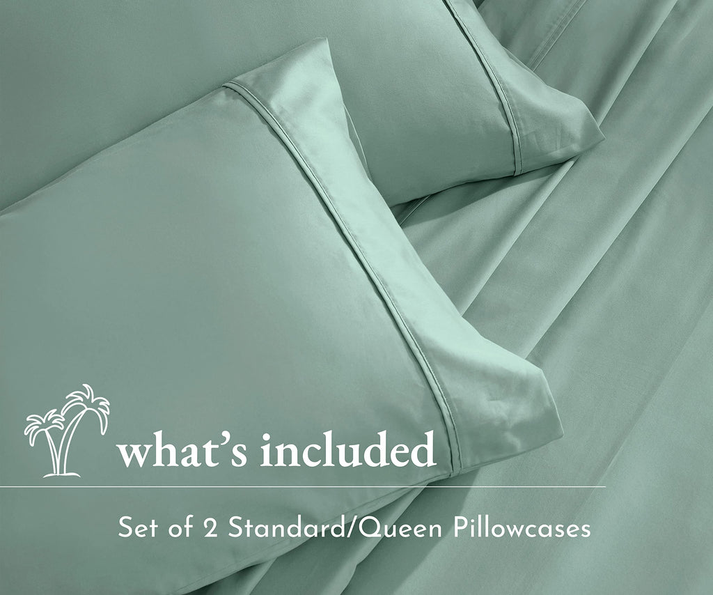 California Design Den 100% Cotton Pillowcases, Pillow Case Set Of 2, Fits Standard & Queen Pillows, Luxury 400 Thread Count Sateen Pillowcases, Match With Our 400 Thread Count Sheets (Sage Green)