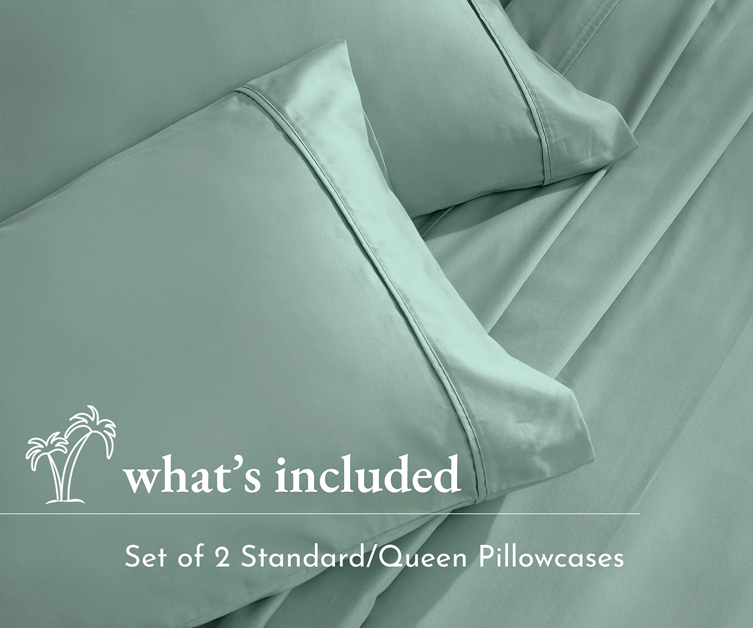 California Design Den 100% Cotton Pillowcases, Pillow Case Set Of 2, Fits Standard & Queen Pillows, Luxury 400 Thread Count Sateen Pillowcases, Match With Our 400 Thread Count Sheets (Sage Green)