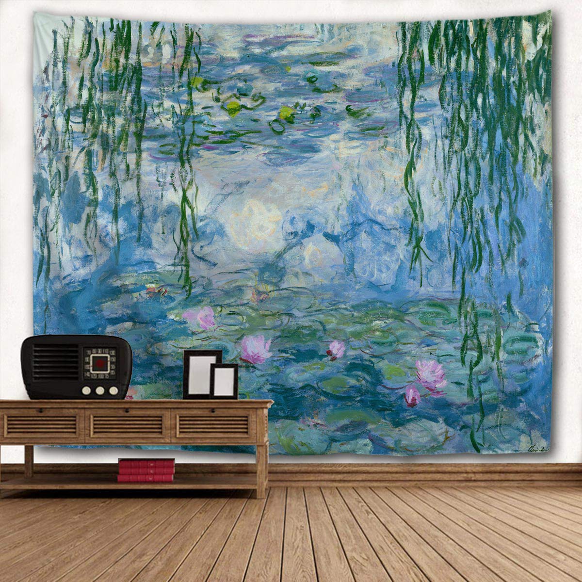 Monet Tapestry Water Lilies Flowers Wall Tapestry Art Home Decor Polyester Tapestry Wall Hanging For Living Room Bedroom Bathroo