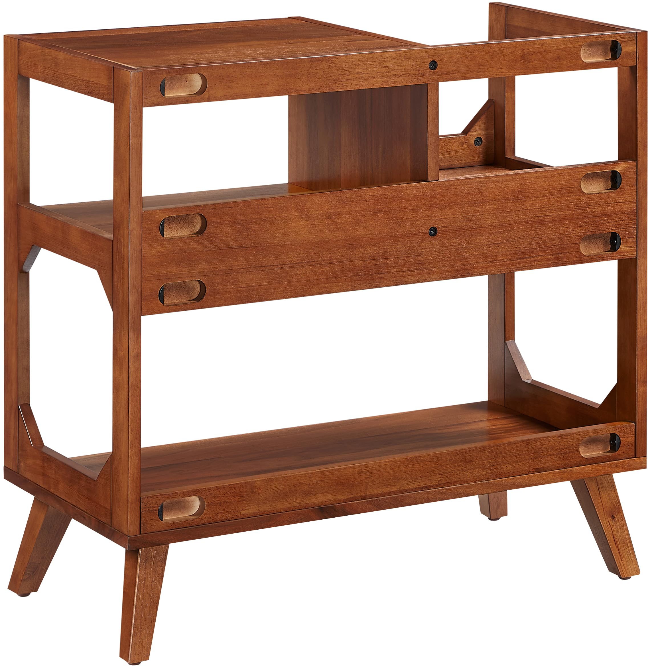 Crosley Furniture Asheville Mid-Century Modern Media Console Record Player Stand, Storage for Vinyl Records, Walnut, Medium