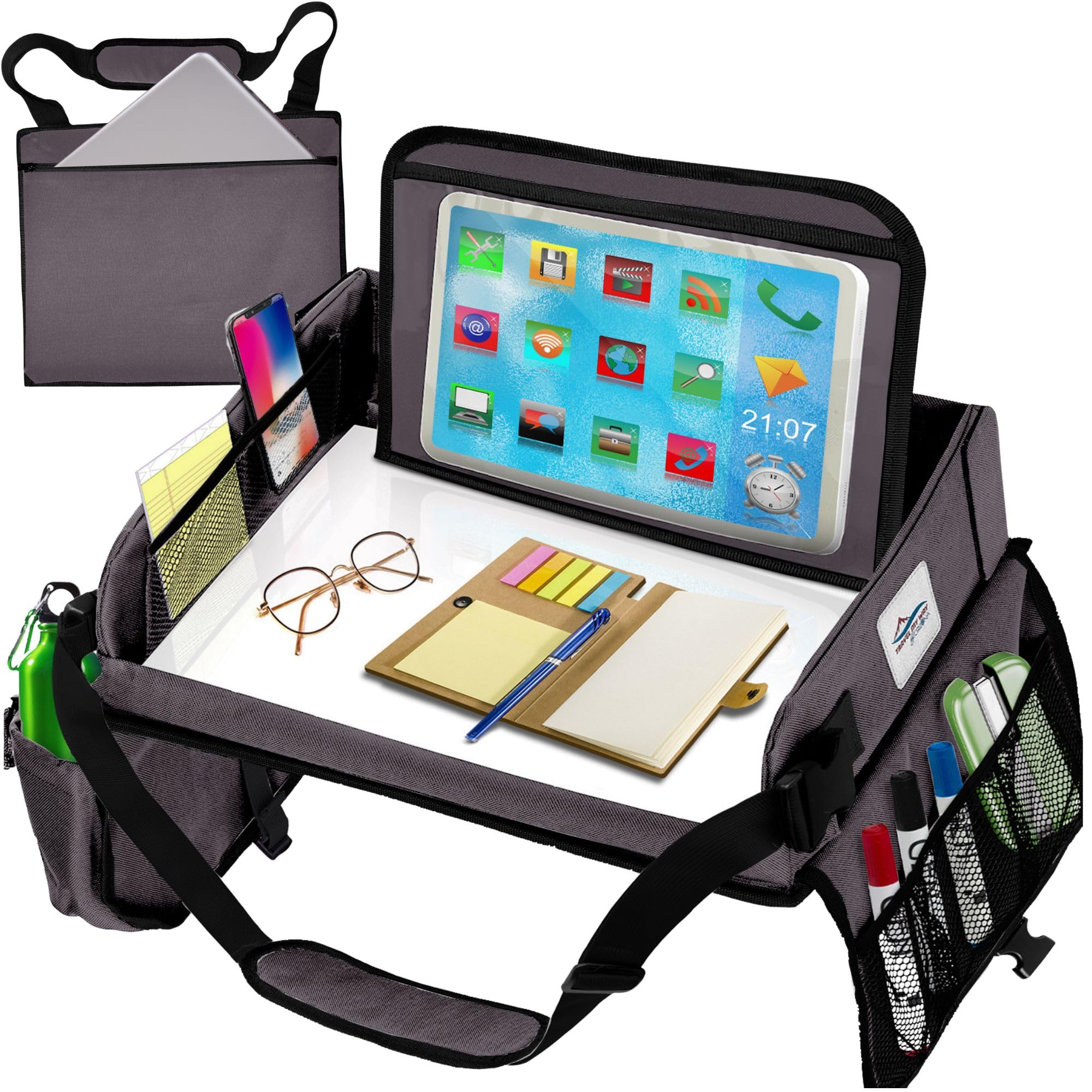 Travel Lap Desk, Travel Tray, Portable Lapdesk For Car, Remote Work, Road Trips, School, Laptop Pad With Storage Pocket, Tablet