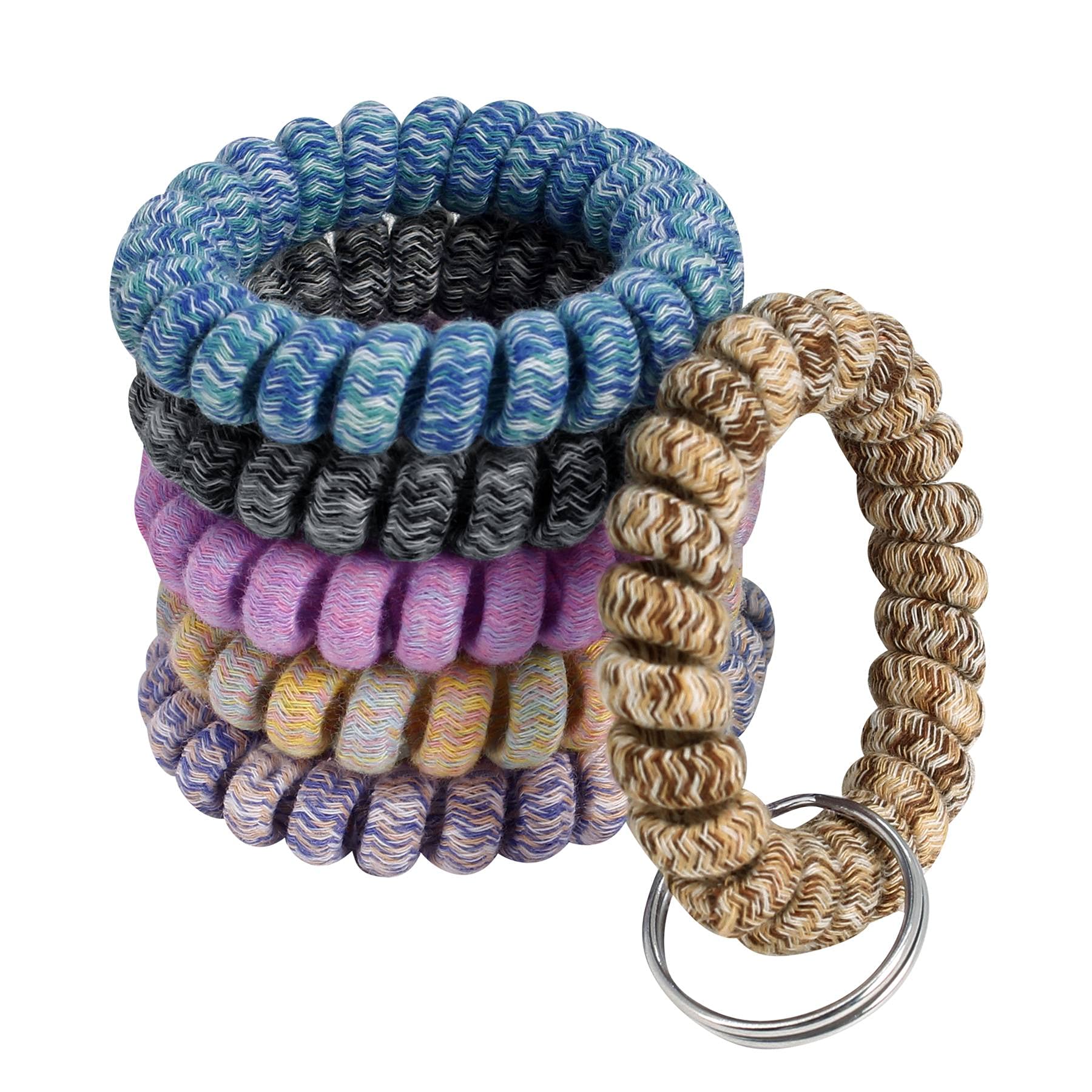 Bihrtc Pack Of 6 Keychain Bracelet Key Holder Wristlet Wrist Key Chain Spring Wristband Flexible Spiral Wrist Coil Spring Key Ch