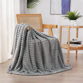 Linecooo Grey Fleece Throw Blanket 50     60    For Couch Sofa Bed,Super Soft Cozy Plush Microfiber Flannel Blanket With Stripes