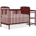 Dream On Me Anna 3-in-1 Convertible Full-Size Baby Crib & Changer with Storage in Cherry, GreenGuard Gold & BSA, Pinewood, Conve