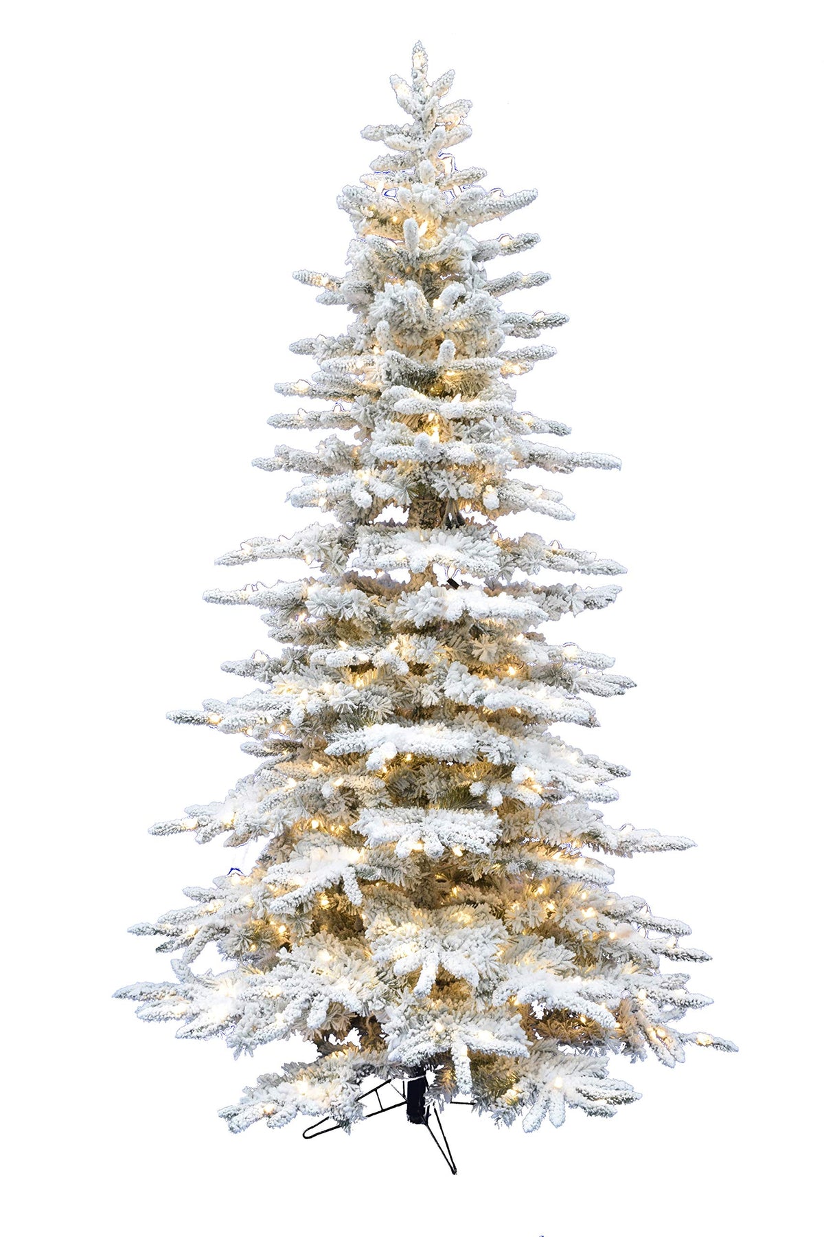 Christmas Time 6.5-Ft. Pre-Lit Snowy White Pine Artificial Christmas Tree With Clear Led Lighting, Full Silhouette, Realistic Foliage, Stand Included