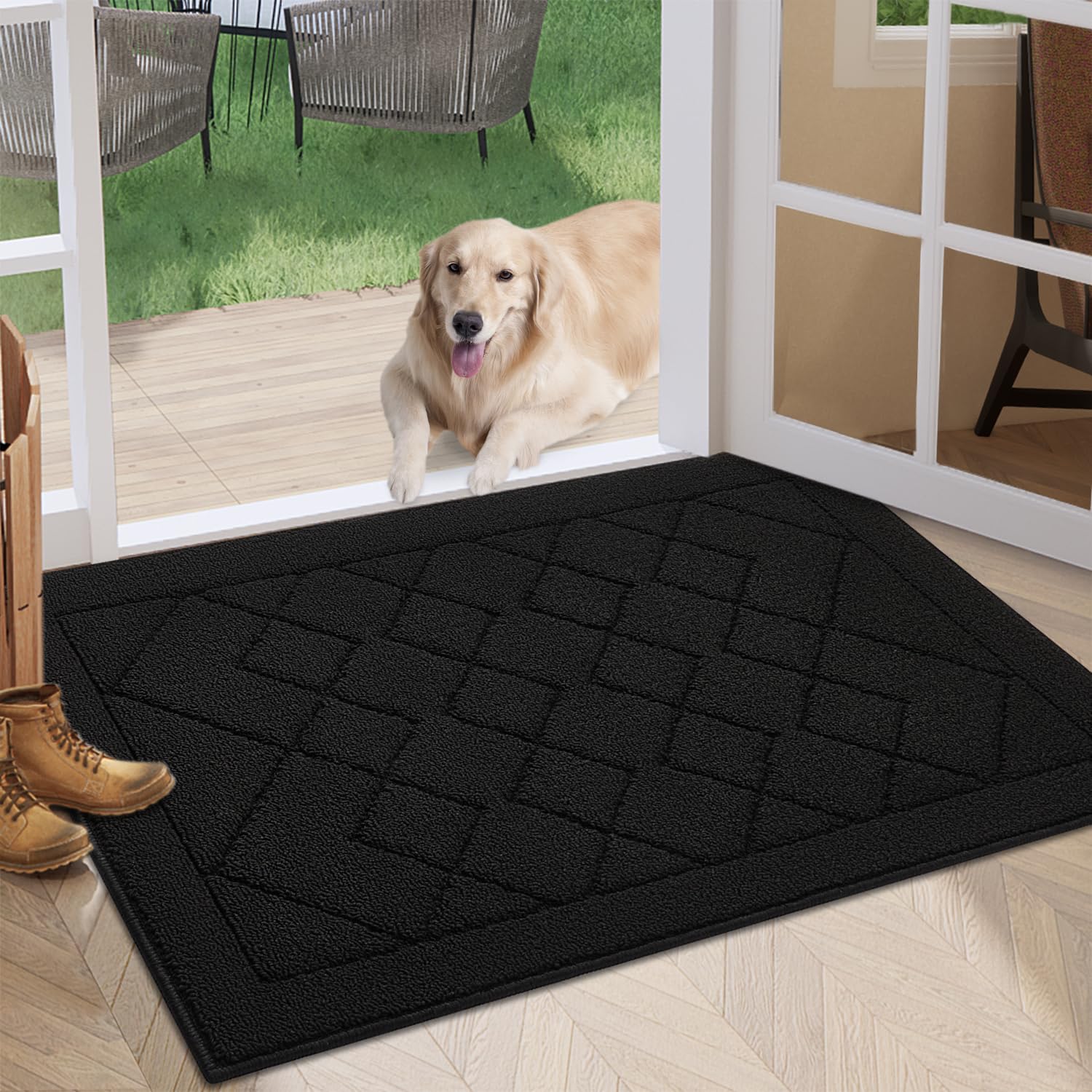 Refetone Indoor Doormat, Front Back Door Mat 32'X48' Rubber Backing Non Slip Mats, Absorbent Washable Entrance Doormat For Ent