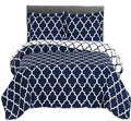 Royal Tradition Meridian-Navy Reversible Coverlets, Twin Xl Over-Sized 2Pc Quilt Set (68-Inch Wide X 90-Inch Long) Lightweight B