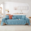 Handontime Turquoise Couch Protector For Dogs Boho Tassel Blue Couch Cover Farmhouse Sofa Covers Aztec Tribal Couch Covers For 3 Cushion Couch Sofa Universal Sofa Slipcover For Home Décor, 71' X134'