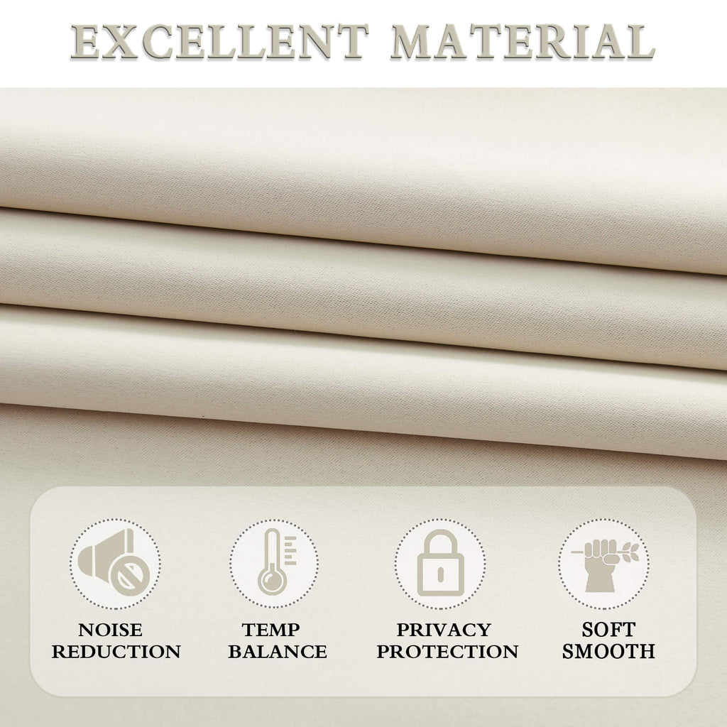 Donren 36 Inches Long Curtain Tiers-Room Darkening Rod Pocket Small Curtains For Small Window (52 W X 36 L,2 Panels,Cream Beige)