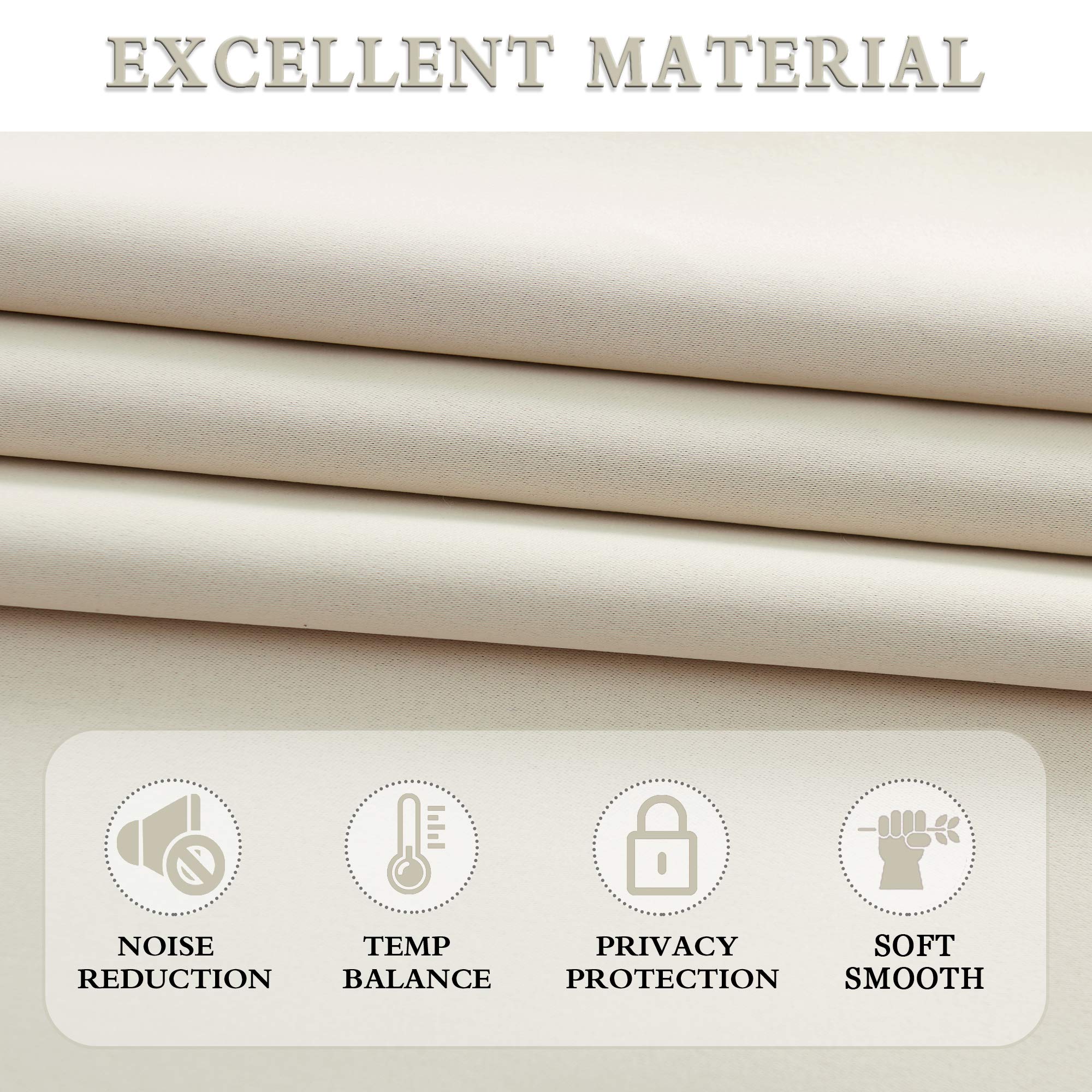 Donren 84 Inche Length Curtain Panels - Light Reducing Thermal Insulated Solid Blackout Curtains/Panels/Drapes For Living Room (Set Of 2, 60 Inches By 84 Inch, Light Beige)