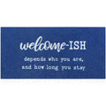Large Welcome Mat Low Profile Floor Mat Front Doormat, Blue Welcome-Ish Indoor Outdoor Door Mat Non Slip Absorbent Resist Dirt E