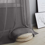 Pitalk Dark Grey Living Room Curtains 102 Inches Long 2 Panels Lightweight Linen Look Window Drapes Farmhouse Charcoal Gray Shee