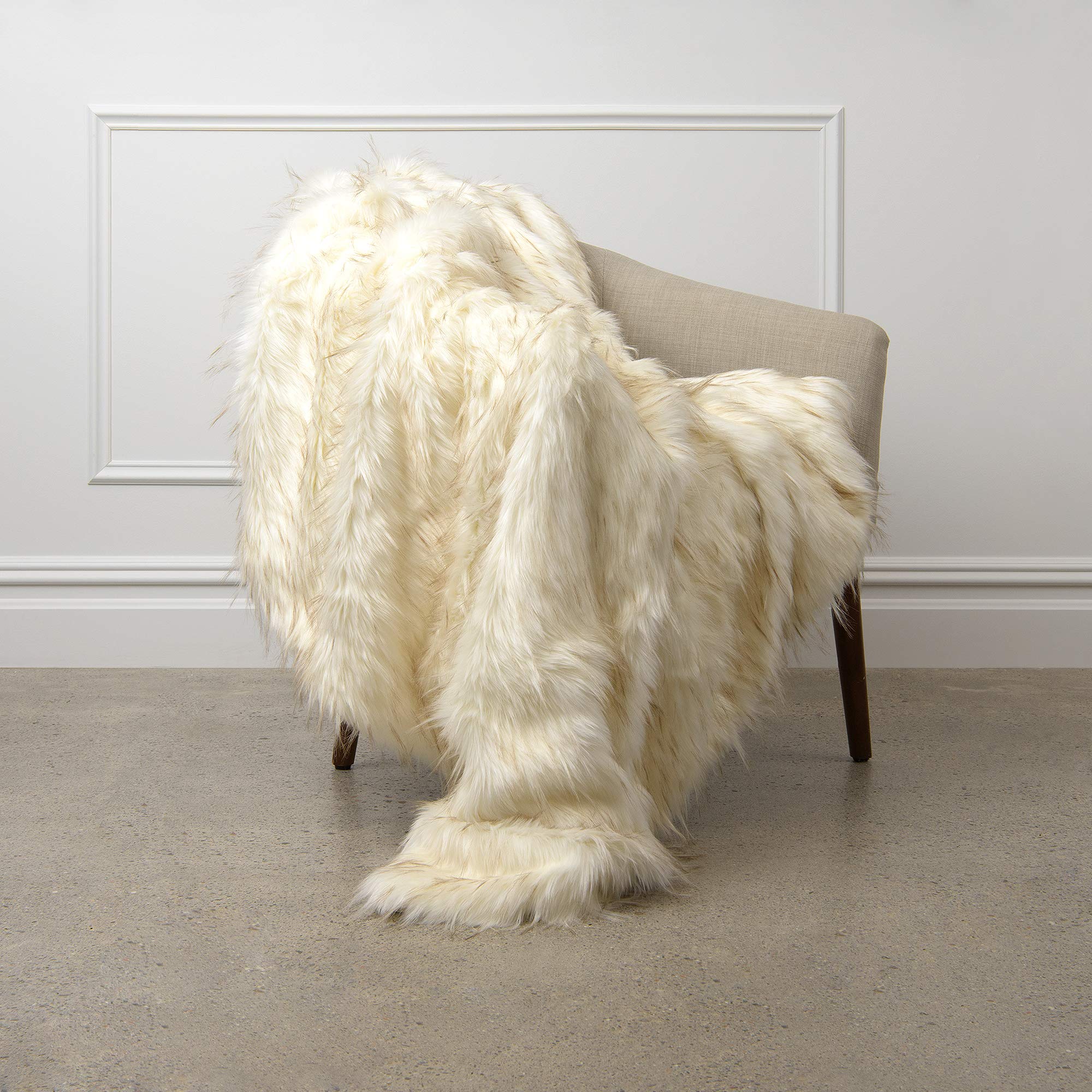 Best Home Fashion Heavyweight Super Soft Luxury Faux Fur Throw Blanket - 58' W X 60' L - Iced Fox