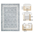 Jinchan Washable Area Rug 3X5 Entryway Low Pile Boho Floral Print Rug Faux Wool Soft Indoor Doormat Stain Resistant Non-Slip Ult