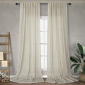 Flax Linen Long Curtains 108 Inch Length For Living Room 2 Panels Back Tab Pocket Large Window Draperies Sack Tweed Light Filter